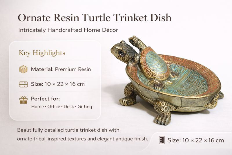 Elegant Resin Turtle Trinket Dish – Handcrafted Decorative Storage Bowl #3023 #3024