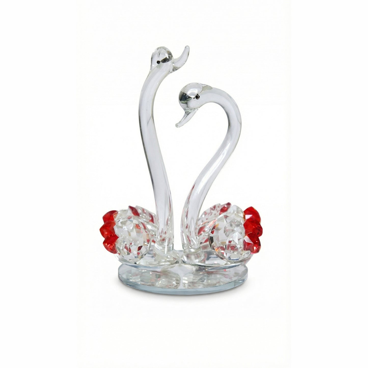 Crystal Swan Couple Showpiece – K9 Crystal Glass Decorative Swan Pair for Home Décor, Living Room, Bedroom & Gifting #2084
