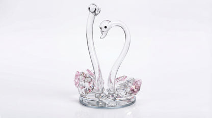 Crystal Swan Couple Showpiece – K9 Crystal Glass Decorative Swan Pair for Home Décor, Living Room, Bedroom & Gifting #2084