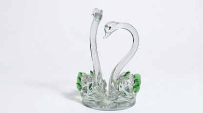 Crystal Swan Couple Showpiece – K9 Crystal Glass Decorative Swan Pair for Home Décor, Living Room, Bedroom & Gifting #2084