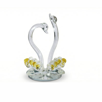 Crystal Swan Couple Showpiece – K9 Crystal Glass Decorative Swan Pair for Home Décor, Living Room, Bedroom & Gifting #2084