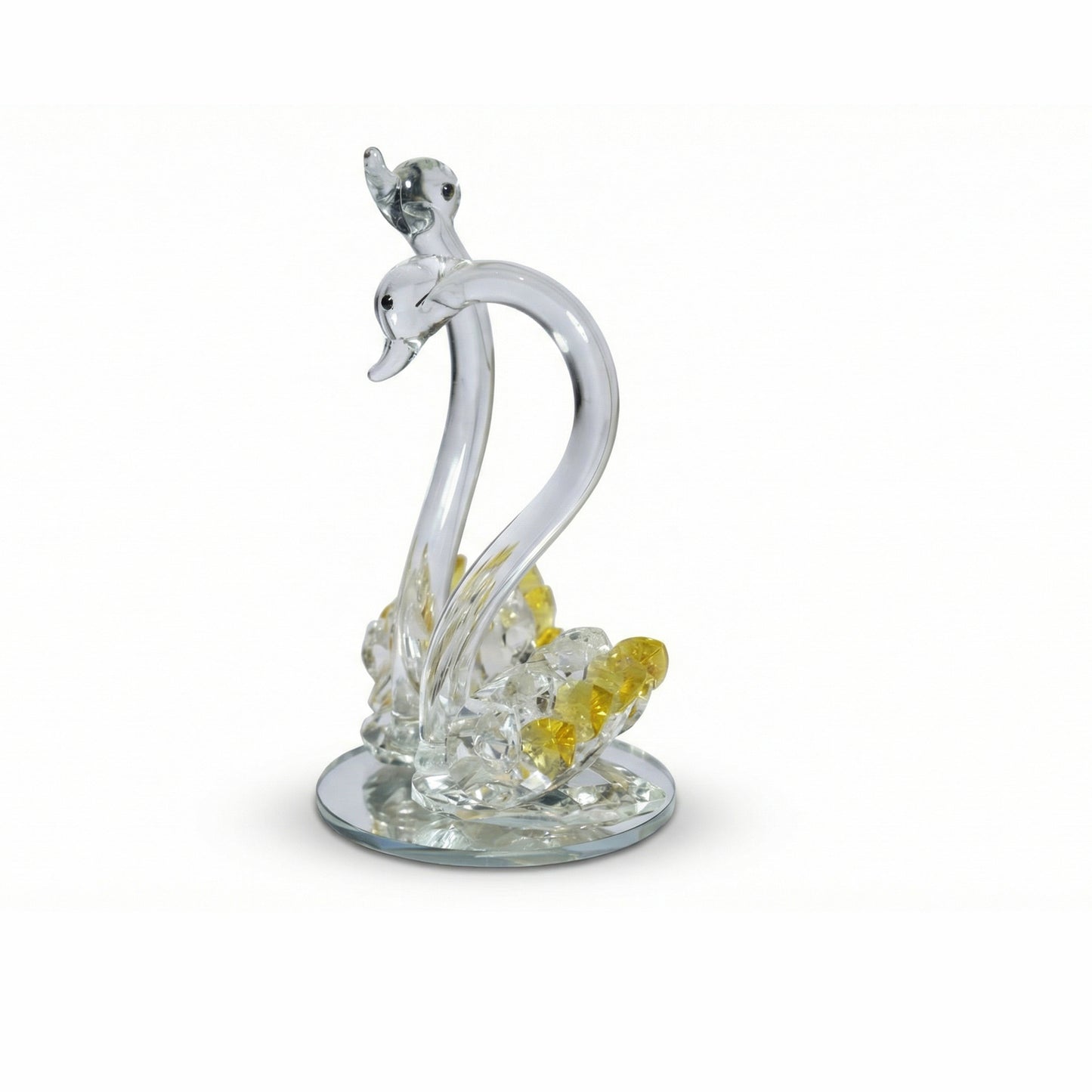Crystal Swan Couple Showpiece – K9 Crystal Glass Decorative Swan Pair for Home Décor, Living Room, Bedroom & Gifting #2084