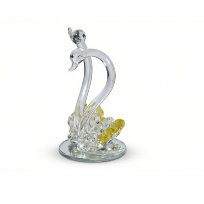 Crystal Swan Couple Showpiece – K9 Crystal Glass Decorative Swan Pair for Home Décor, Living Room, Bedroom & Gifting #2084