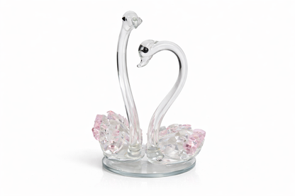Crystal Swan Couple Showpiece – K9 Crystal Glass Decorative Swan Pair for Home Décor, Living Room, Bedroom & Gifting #2084