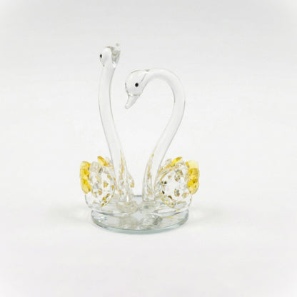 Crystal Swan Couple Showpiece – K9 Crystal Glass Decorative Swan Pair for Home Décor, Living Room, Bedroom & Gifting #2084