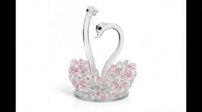 Crystal Swan Couple Showpiece – K9 Crystal Glass Decorative Swan Pair for Home Décor, Living Room, Bedroom & Gifting #2084