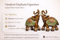 Opulent Resin Elephant Figurines Pair – Antique Brown with Green & Gold Detailing | Lucky Elephant Showpiece for Home Décor, Living Room, Office & Gifting #1250