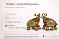 Opulent Resin Elephant Figurines Pair – Antique Lucky Elephant Showpiece with Green & Gold Detailing for Home Décor, Office & Gifting #1251