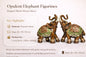 Opulent Resin Elephant Figurines Pair – Large Antique Lucky Elephant Showpiece with Green & Gold Detailing for Home Décor, Living Room, Office & Gifting #1249
