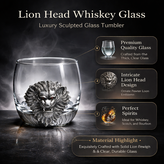 Lion Head Whiskey Glass Set – Set of 2   #2006