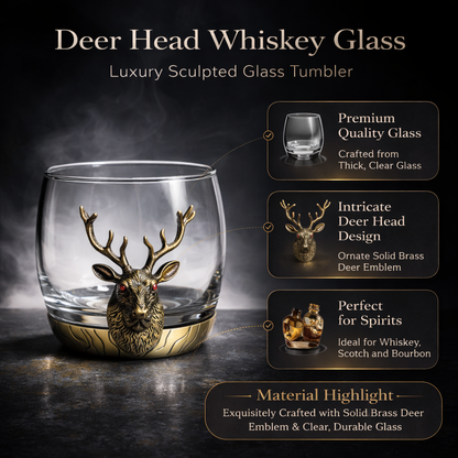 Deer Head Whiskey Glass Set – Set of 2   #2007