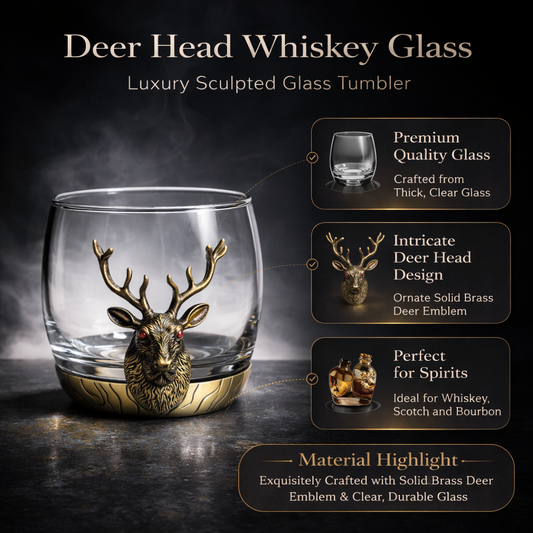 Deer Head Whiskey Glass Set – Set of 2   #2007