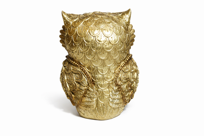 Ornate Gold Owl Figurines – Lucky Pair Decorative Showpiece for Home, Office & Gifting (Premium Resin)  #3022