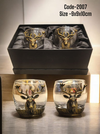 Deer Head Whiskey Glass Set – Set of 2   #2007