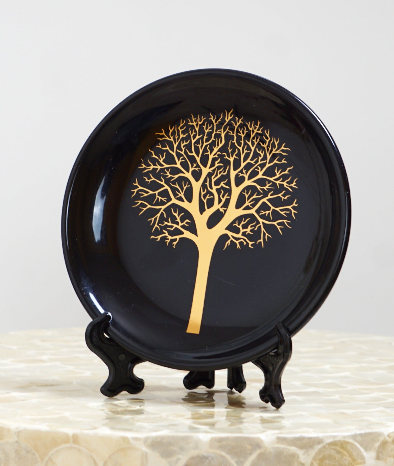 Luxury Ceramic Decorative Vase & Plate Set with Gold Tree Design #1973