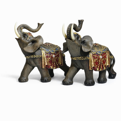 Ornate Elephant Figurine Set – Premium Resin Decorative Elephants for Home Décor, Living Room, Office & Gifting #1254