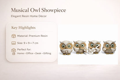 Decorative Musical Owl Showpiece Set of 4 | Premium Resin Owl Figurines for Home & Office Décor  #3021