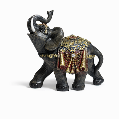 Ornate Resin Elephant Figurines Pair – Large Decorative Lucky Elephant Showpiece for Home Décor, Living Room, Office & Gifting #1252